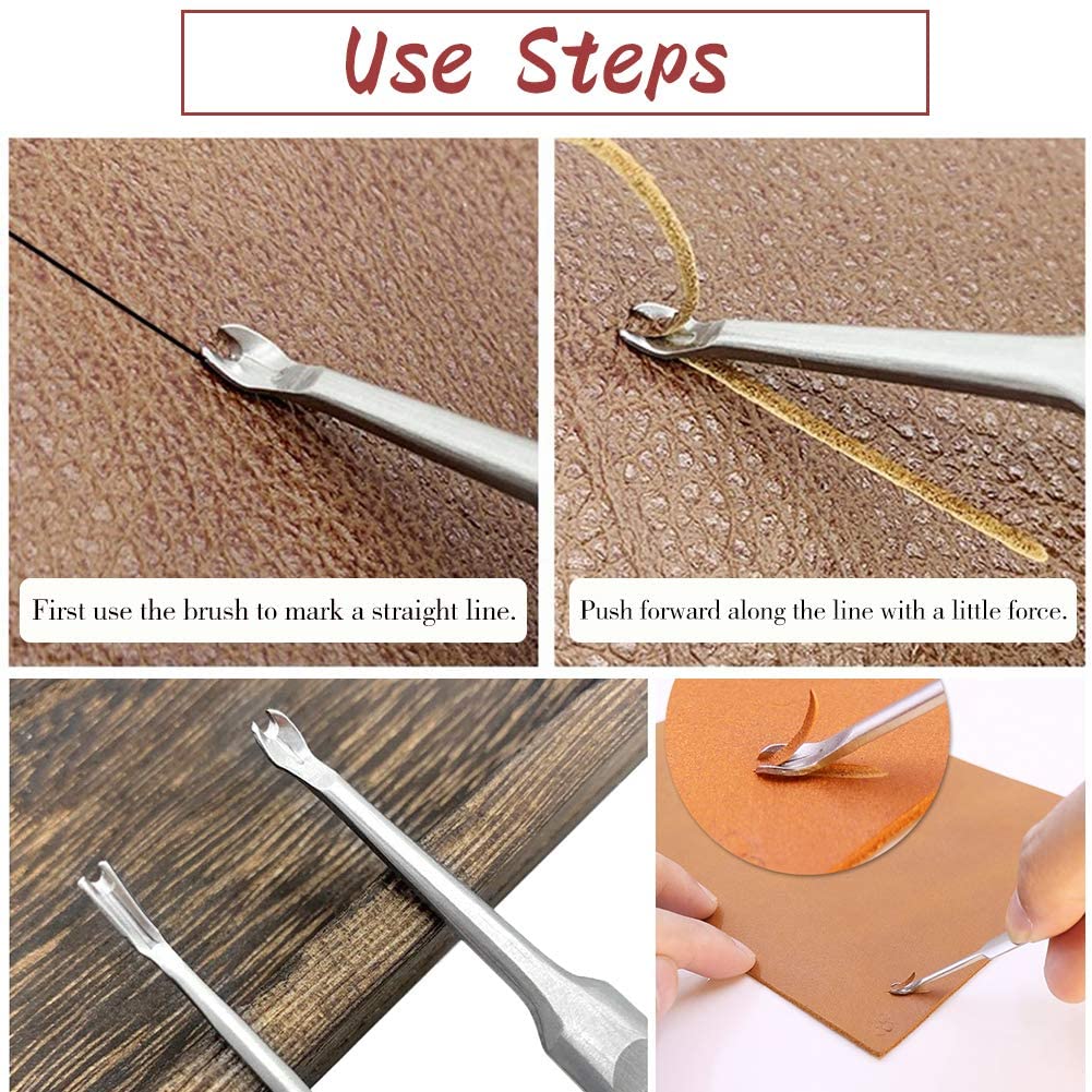 Leather Hole Punches 1+2+4+6 Prong DIY Diamond Lacing Stitching Chisel Set U/V Shaped Groover Leather Edge Beveler Skiving Tools