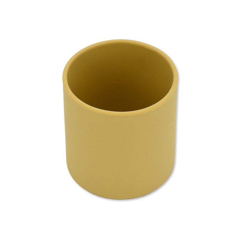 Vasos de agua de silicona para bebé, taza de entrenamiento portátil de grado alimenticio para niños, vajilla resistente al calor para niños pequeños, taza para beber: Yellow