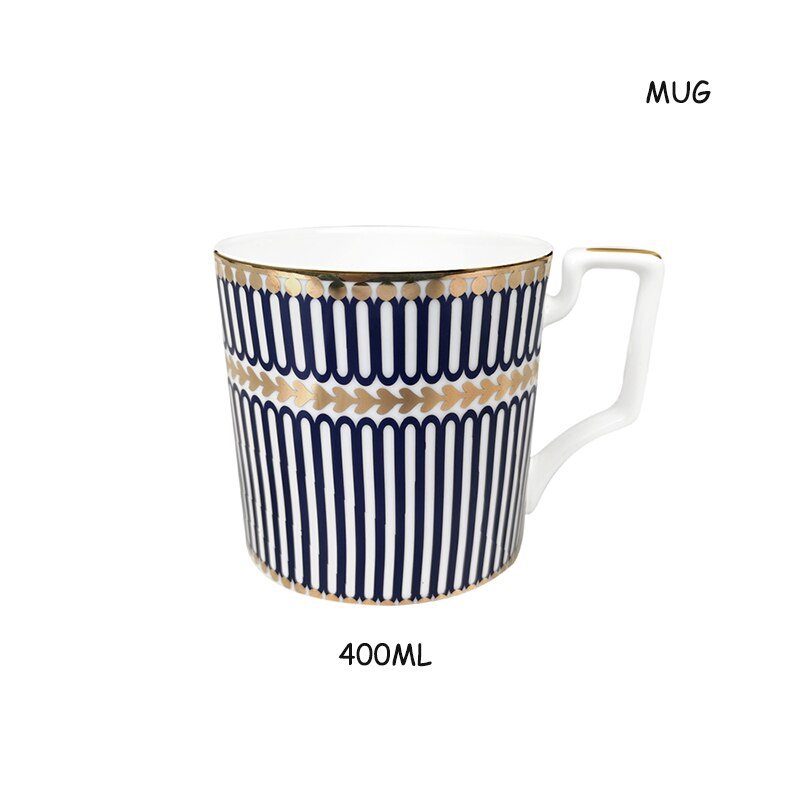 Assiette à Steak élégante en porcelaine, en os bleu, en céramique, plat à dîner, tasse à café, soucoupe, vaisselle familiale, décoration de la maison: Mug