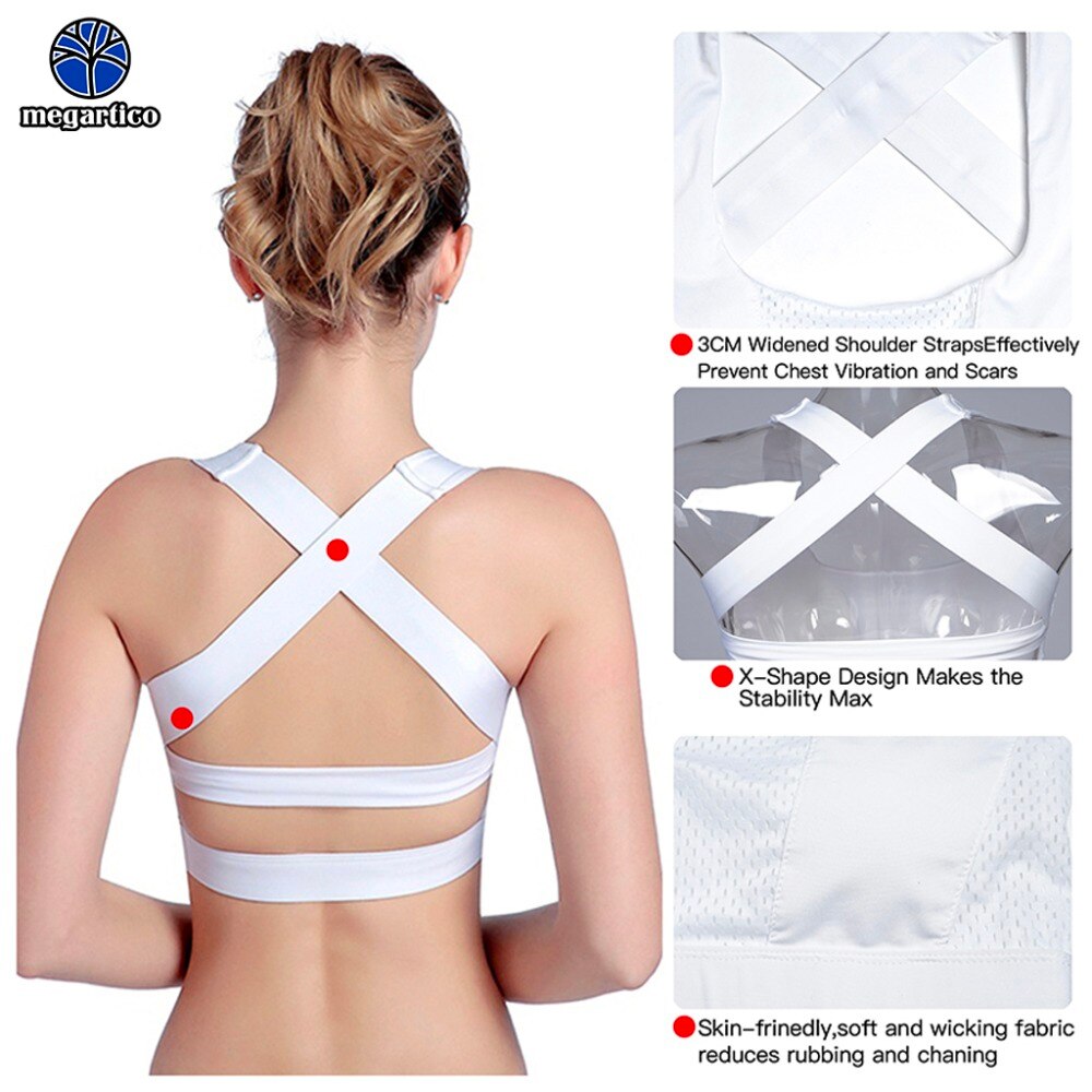 Vrouwen Sport Bh shockproof Criss Cross Racerback Hoge Impact yoga top beha rood Running Wirefree Bh witte vrouwelijke top fitness