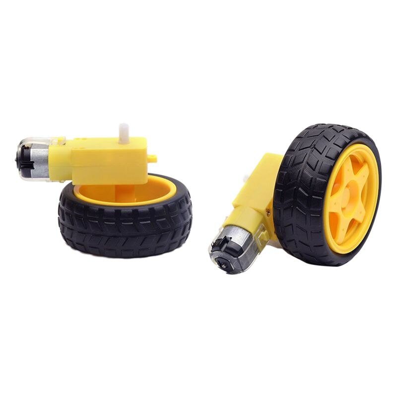 2Pcs Plastic Tire Wheel with Gear Motor Dual Shaft for Smart Car Robot Arduino (Pack of 2)