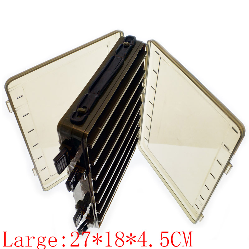 Fishing Lure Box Tackle Box Double-decker Sub-bait Box Portable Bait Fishing Gear Storage Box Double Sided Tackle Box: large brown