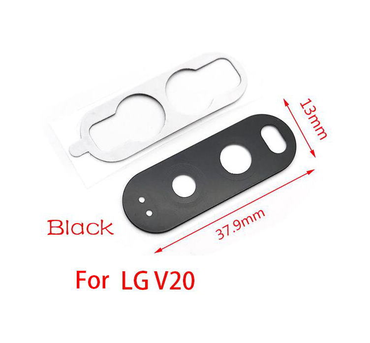 2pcs/lot Rear Back Camera Glass Lens For LG V20 V30 G2 G5 G6 G7 Q6 K8 Camera Glass With Glue Adhesive: V20  Black