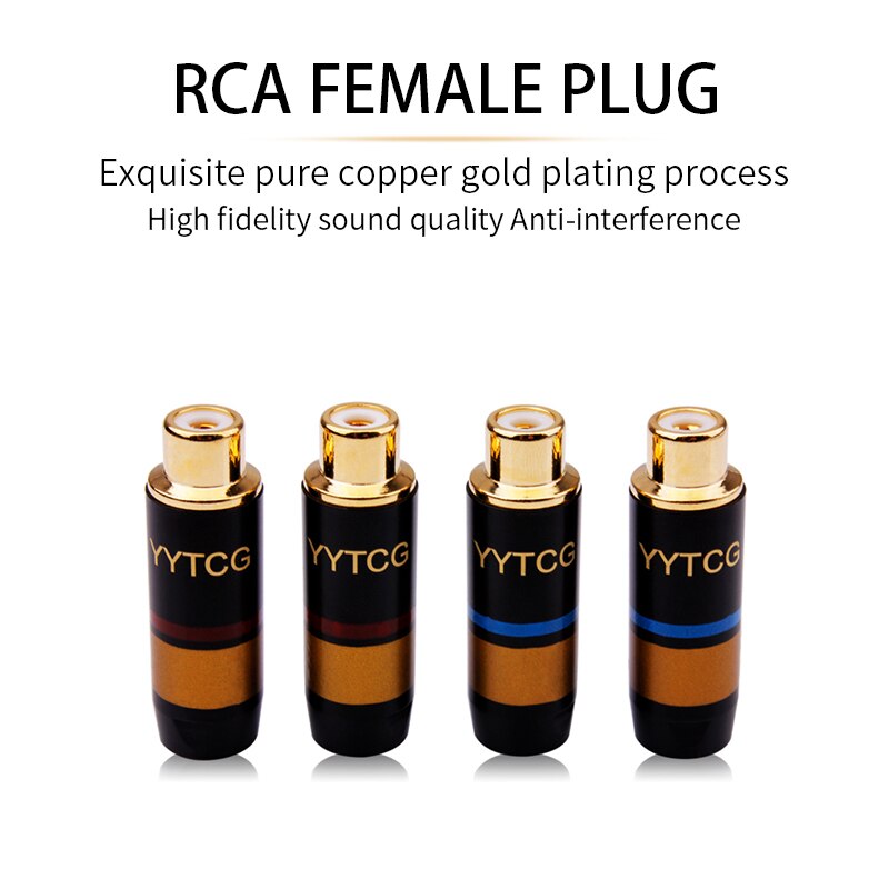 Yytcg 4 Stks/partij Gold Plating Rca Connector Rca Vrouwelijke Jack Adapter Video/Audio Draad Connector