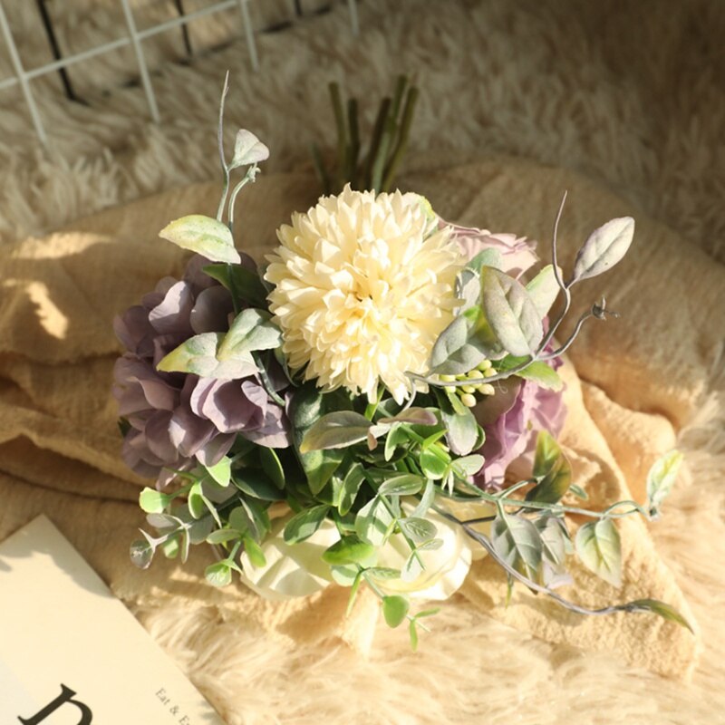 1 bundt kugle krysantemum pæon buket kunstige blomster boligindretning bryllup gør-det-selv jul stue bonsai møbler