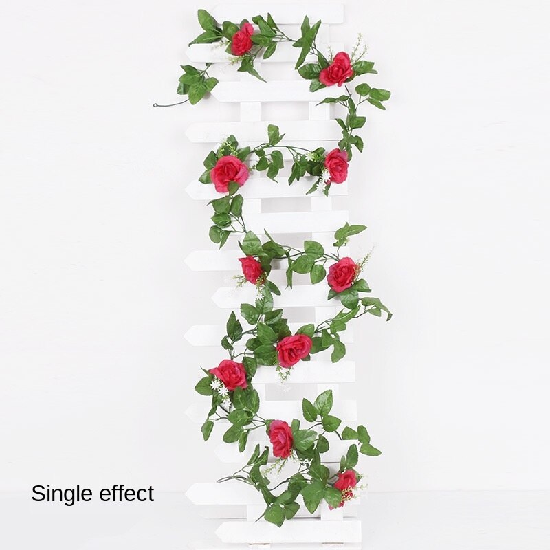 2.2m Silk Artificial Roses Flowers Rattan String Vine with Green Leaves For Home Wedding Garden Decoration Hanging Garland Wall