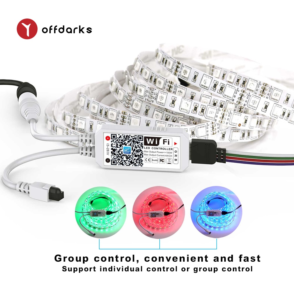 OFFDARKS LED RGB controller 24-button infrared remote control, APP control, suitable for 5050/3528 LED Strip