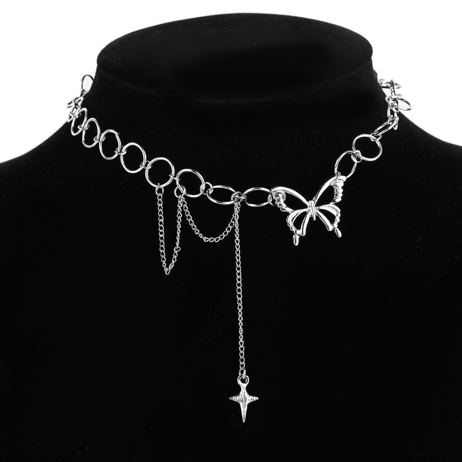 Punk Hollow Vlinder Choker Ketting Sieraden Vrouwen Collares Gothic Hip Hop Ketting Collares Mujer Jewlery: Default Title