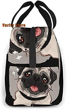 Lunch Bag Cute Pug Dog Lunch Box Insulated Bag Tote Bag For Men/Women Work Travel