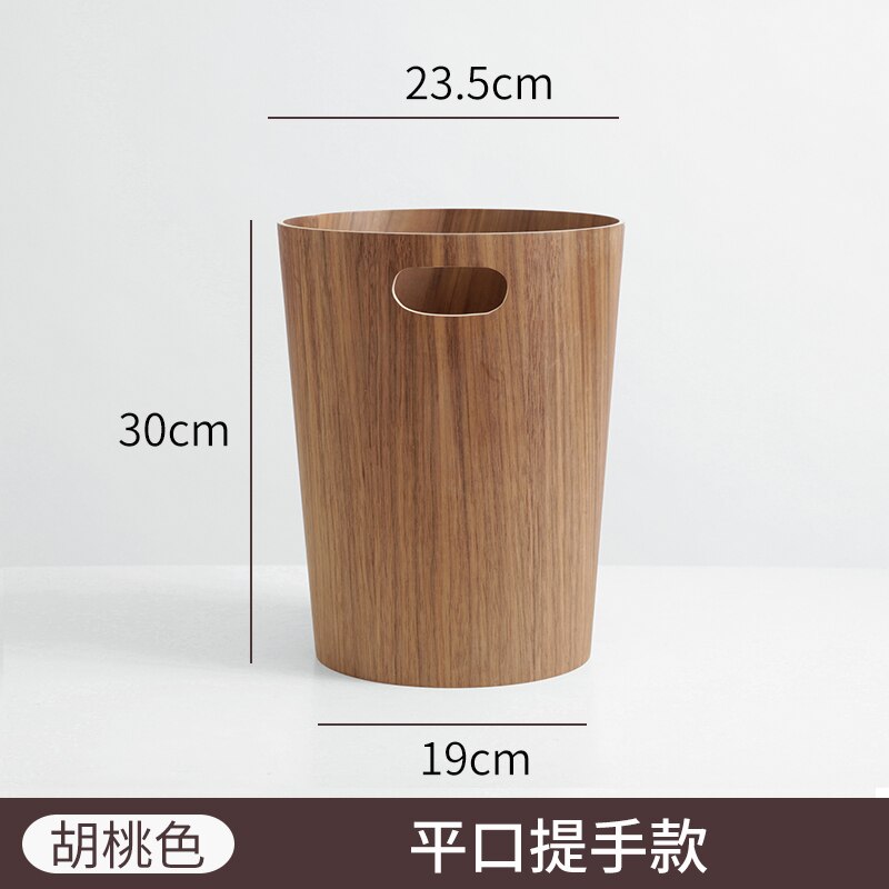 Poubelle en bois massif ronde avec couvercle poubelle ménage corbeille cuisine poubelle outils de nettoyage poubelles bac de rangement: A Plane mouth 02