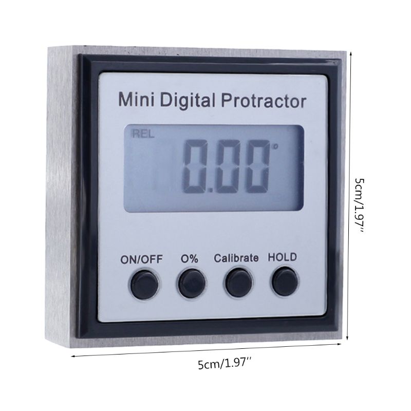 360 Degree Mini Digital Inclinometer with Magnetic Base Stainless Steel Housing B85C