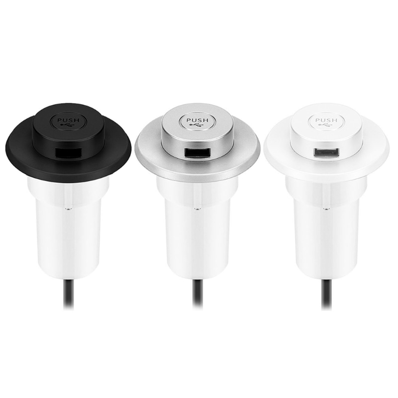 US/EU Plug Desk Hole Embedded USB Charger Lifting Hidden Extension Hub Adapter 1XCB