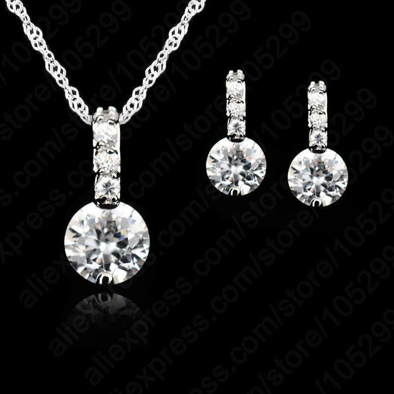 Women Beauty Jewelry Set 925 Sterling Silver Cubic Zircon Pendant Necklace/Earring Women Sets: 01