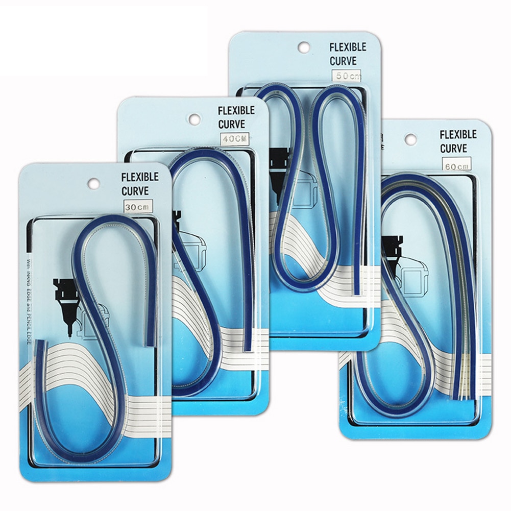 30cm 40cm 50cm 60cm Maths Flexible Curve Ruler Drawing Tool Measuring Easy Read Flectional Drafting DIY Soft Office Tailors