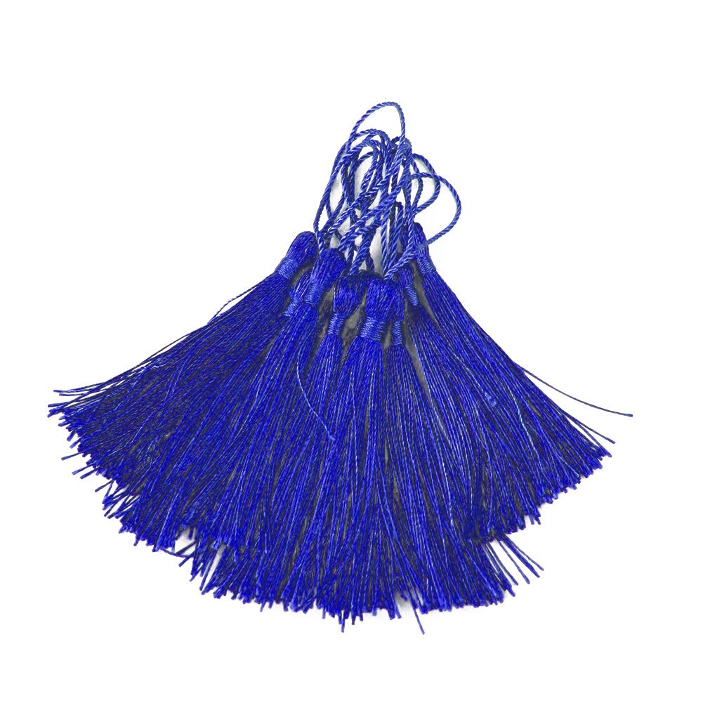 10Stck gemischte farbe 13cm Hängenden seil Seide Quasten Randbereich näHenne Knall quaste trimmen schlüssel quasten für DIY Verschönern vorhang zugang: tief Blau