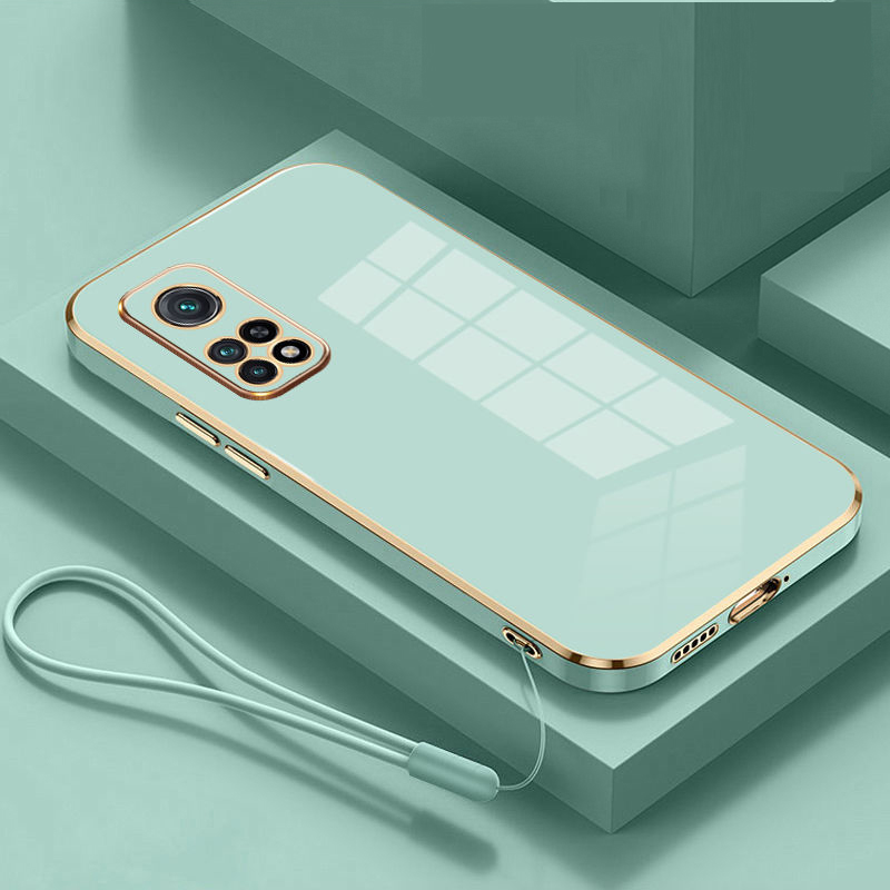 For Xiaomi 10T Case Xiaomi Mi 10T Pro 5G Phone Case M2007J3SG M2007J3SY M2007J17C Luxury Square Plating Shockproof Back Cover: aluminum / Blue