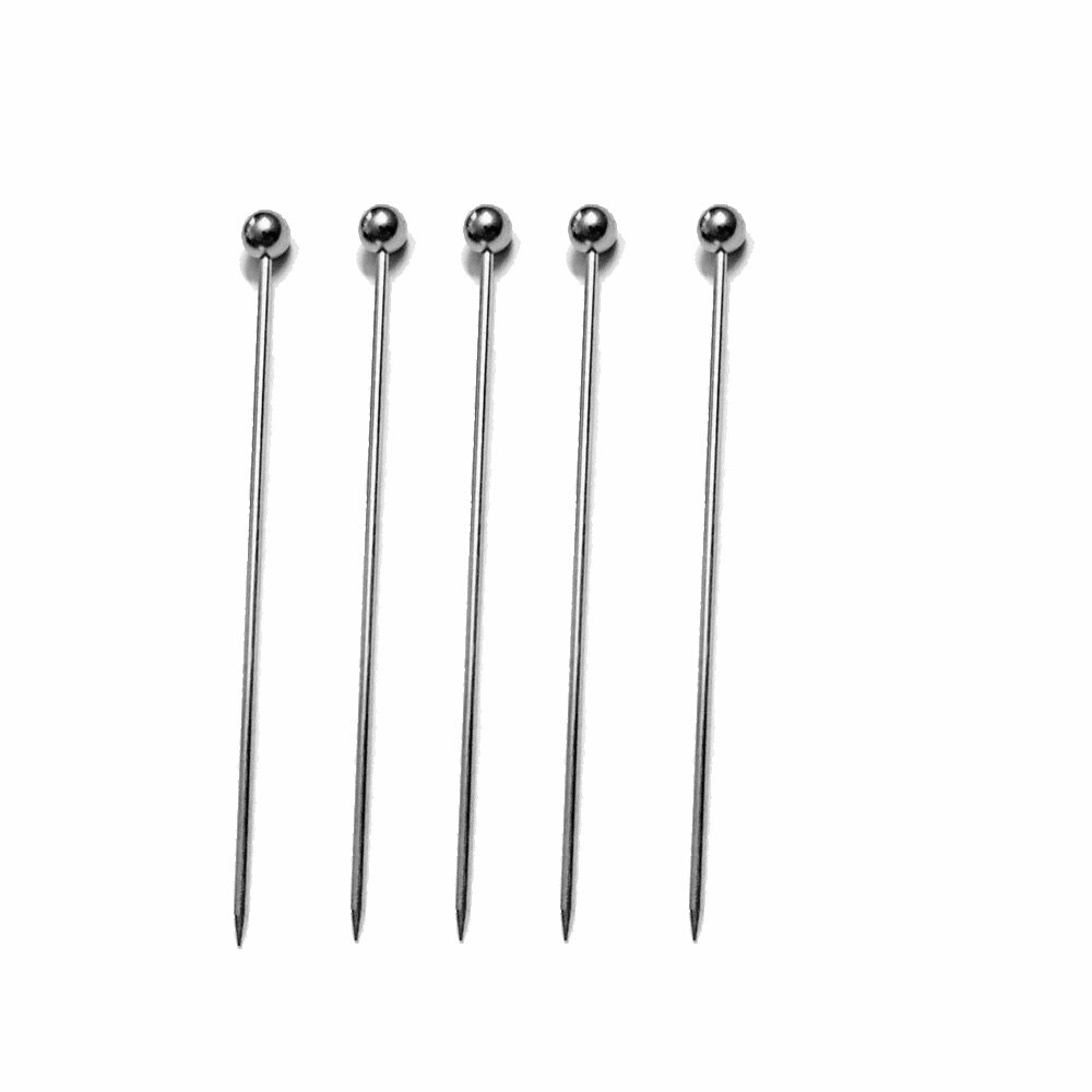 12 Stuks Rvs Cocktail Picks Fruit Dessert Sticks Tandenstokers Desserts Voedsel Cocktail Vork Stok Barman Gereedschap: Silver Ball