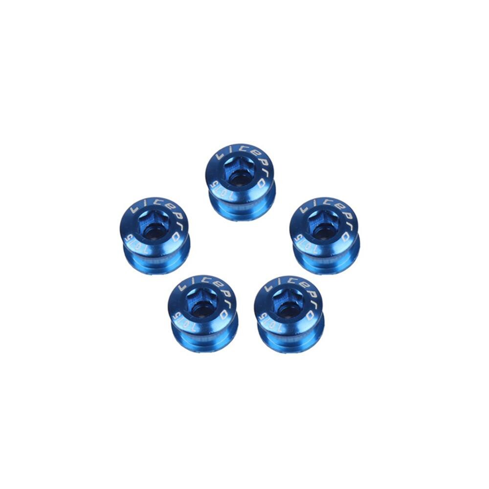 5 Stks/set Fiets Crank Chain Wheel Bolt 8 Kleuren 7075 Aluminium Mtb Kettingblad Bouten Enkele Kettingwiel Bouten: blue