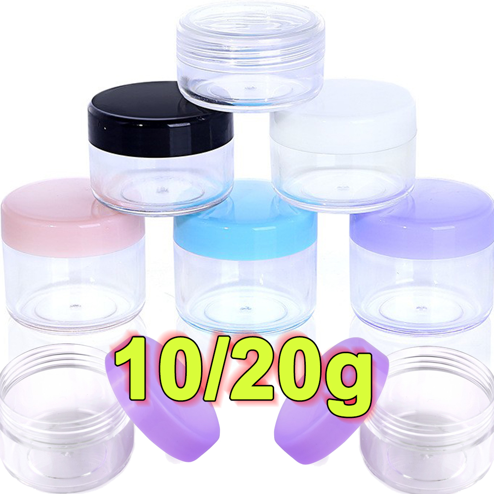 1pcs Cosmetic Packaging Round Box 10/20g Gram Face Cream Box Sample Empty Container Small Refillable Bottles Plastic Travel Pot