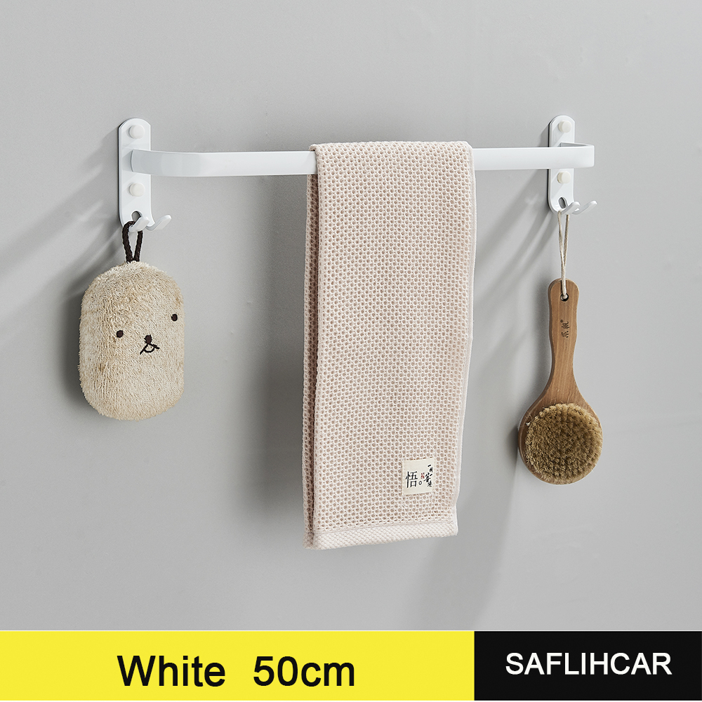 Hvid håndklædestativ badeværelsesplads aluminium håndklædebøjle vægmonteret hvid håndklædestang håndklædeholder uden boremaskine: Lavendel
