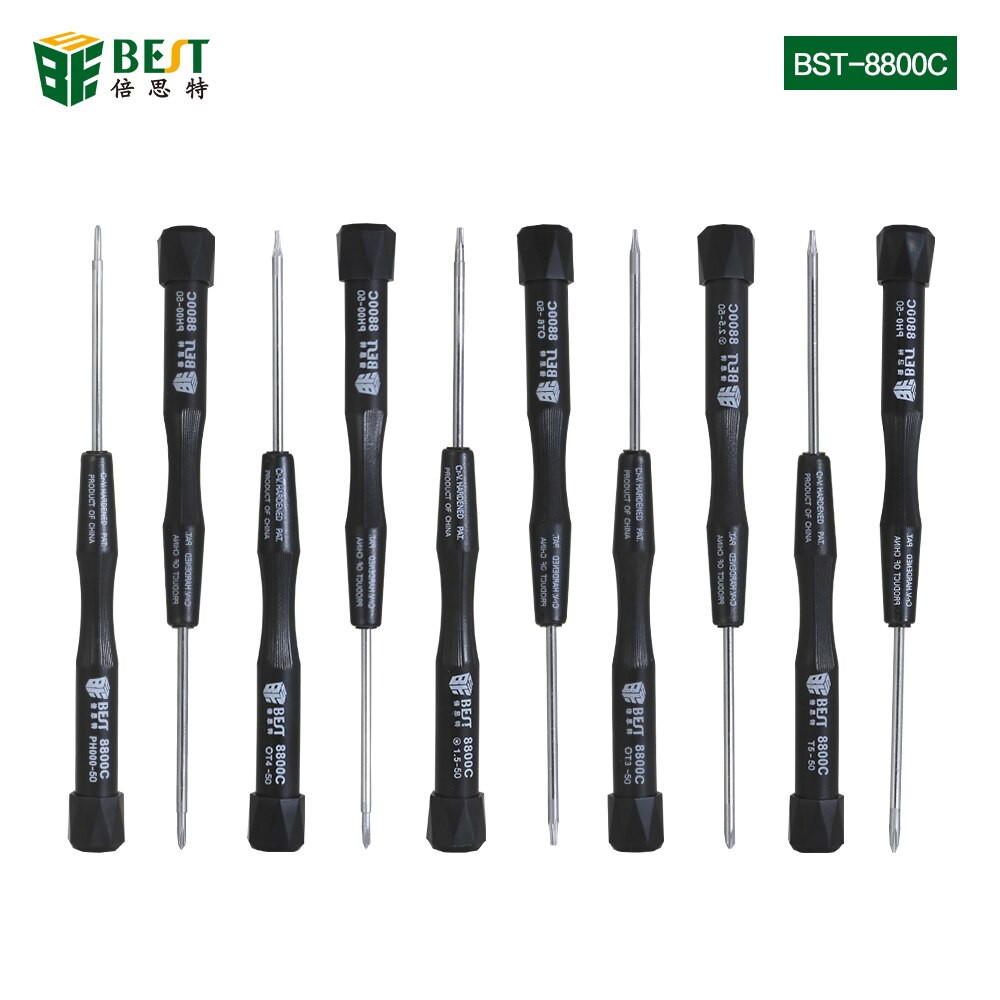 BST-8800C Precisie Schroevendraaier Set 10 In 1 Magnetische Schroevendraaier Set, Mobiele Telefoon Ipad Camera Iphone Samsung Repair Tool
