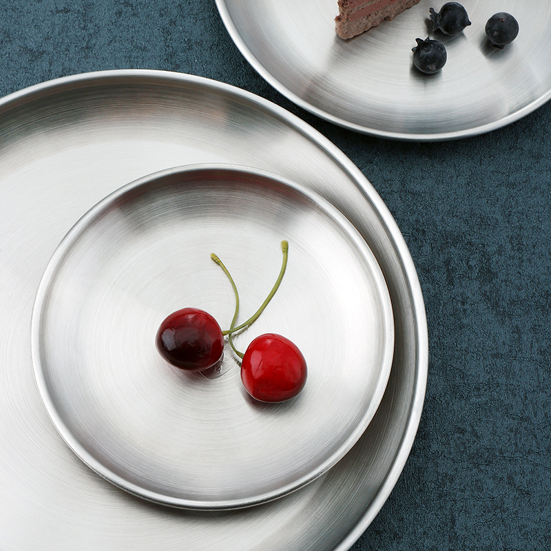 201 nierdzewny stal stek talerz płaski talerz 14-30cm 90-390g wartość plan Zachodni deser talerz obiad talerz