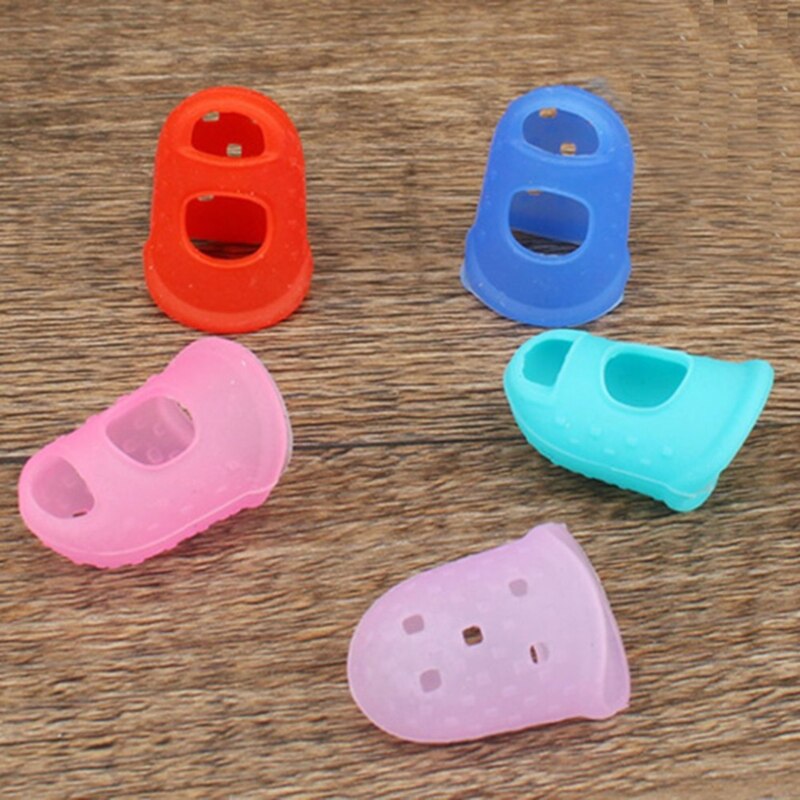Protectores de dedos de silicona para guitarra, 5 piezas, protectores de dedos para ukelele, antideslizantes, 6 colores opcionales