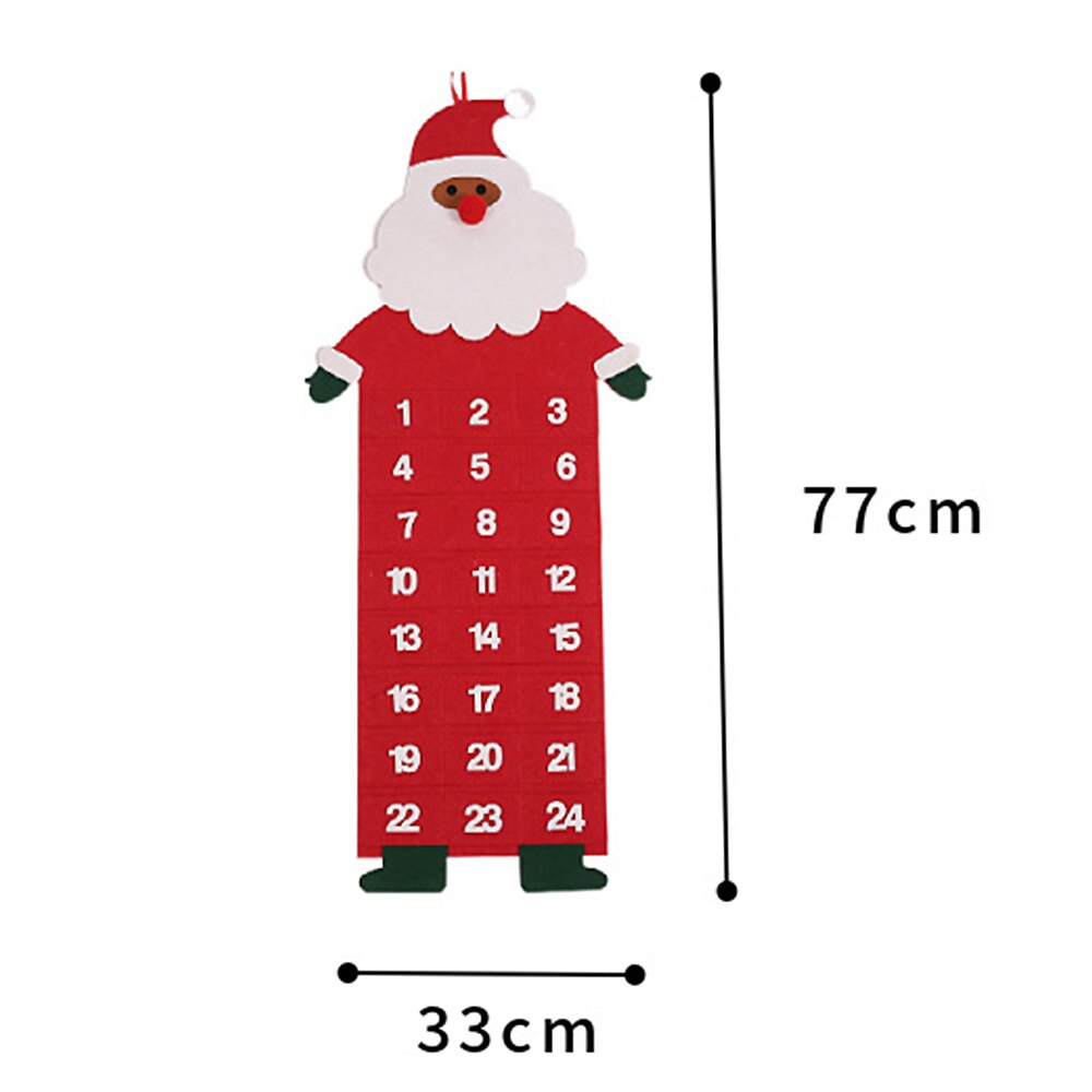 Calendrier de l'Avent en Feutre avec Poches - Thème Père Noël - Tissu Non-tissé - Déco Compte à Rebours Fêtes: Bleu saphir profond
