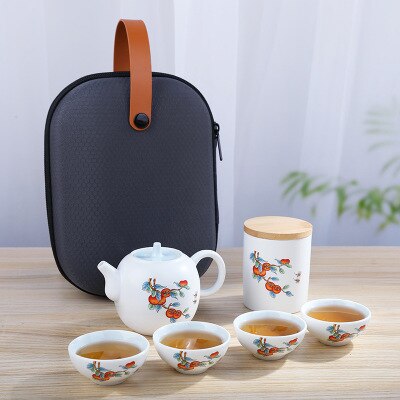 Portable Travel Tea Set Ceramic Tea Set Box One Pot Four Cups High-end: z