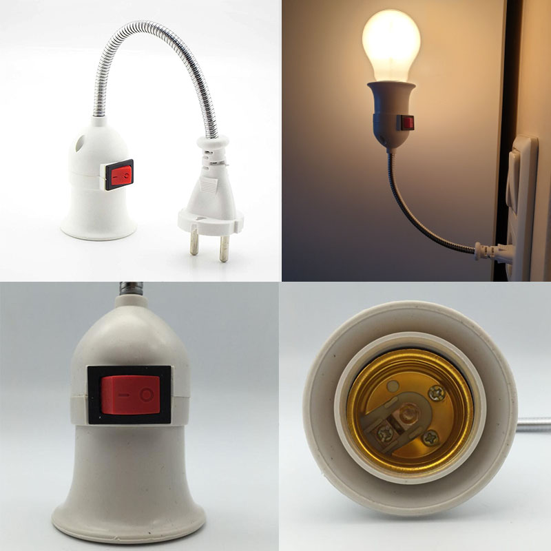 LED Lamp Basis Flexibele Lamphouder met AAN/UIT Schakelaar Verlengen Uitbreiding Converter E27 Schroef Socket EU Plug 110 V-220 V