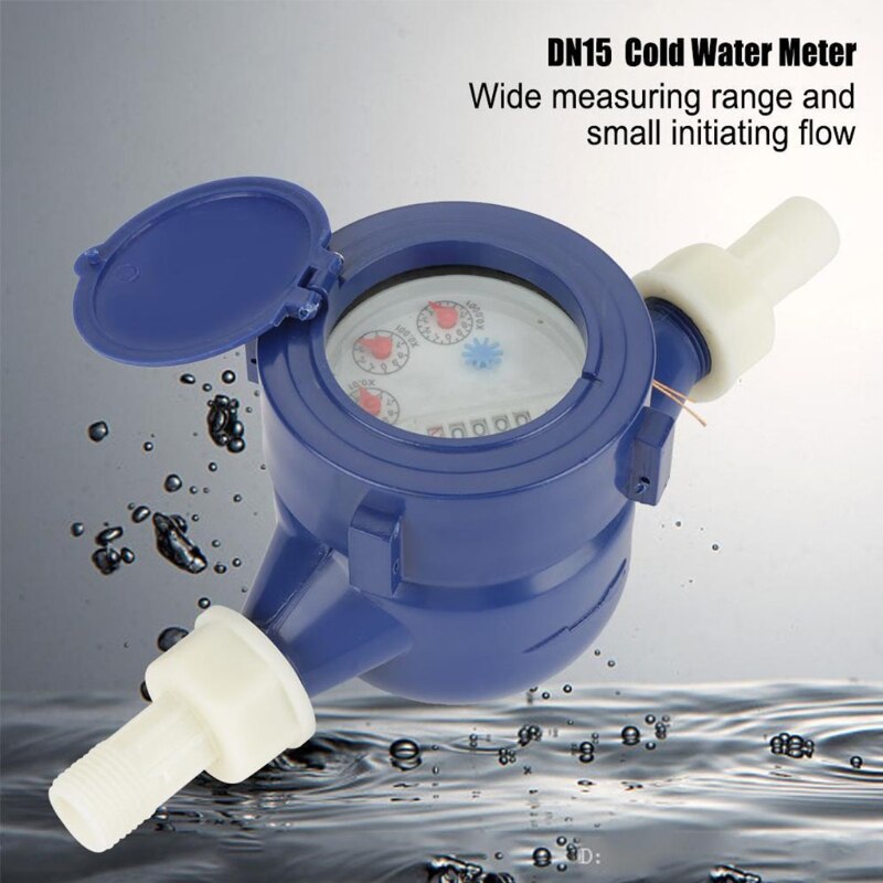 Water Flow Meter Water Meter 15mm 1/2 inch Cold Water Meter with Fittings Compatible with Garden &amp; Home Usage