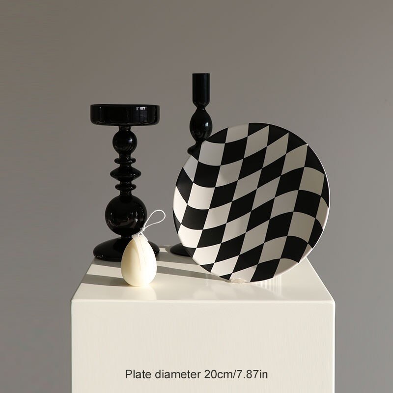 Nordic home decoration simple bamboo fiber plate degradable plate fruit plate dessert plate cold plate: black