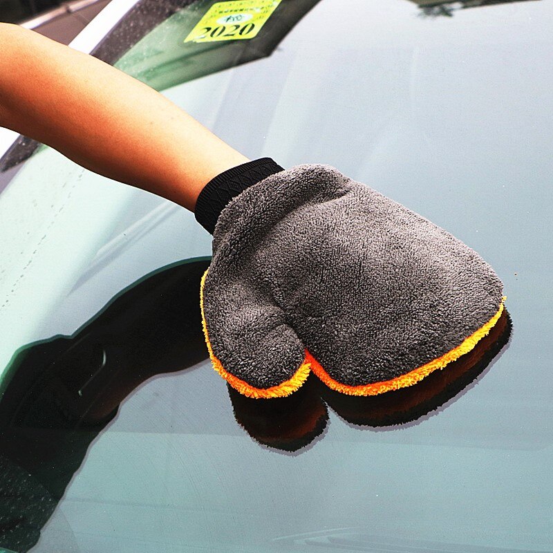 1 unidad de guantes de microfibra para lavado de coches, herramientas de limpieza para el cuidado del coche, absorción de agua, accesorios de felpa para coche, limpiador de polvo: 1PC Glove