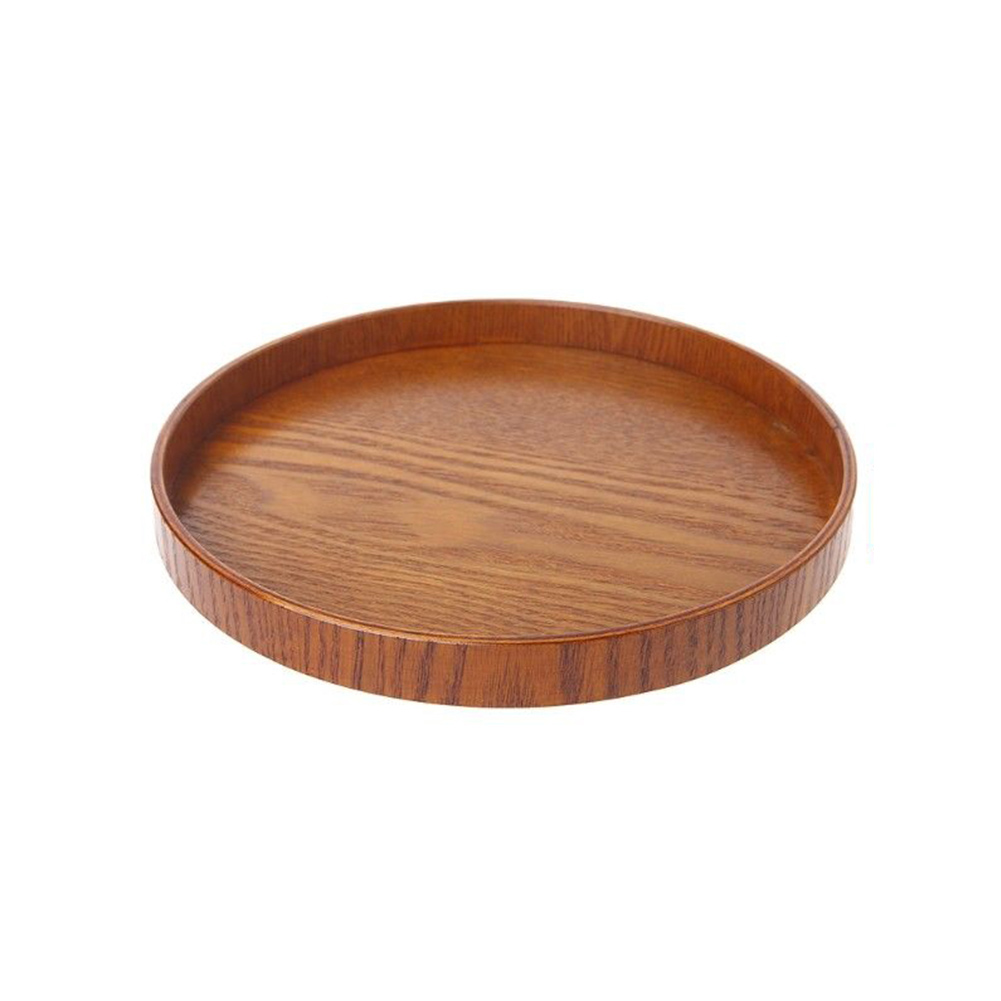 Tea Tray Wooden Food Kitchen Tools Natural Retro Fruit Tea Accessories Dishes Platter Round Bakery Serving Tray Plate 3 Sizes