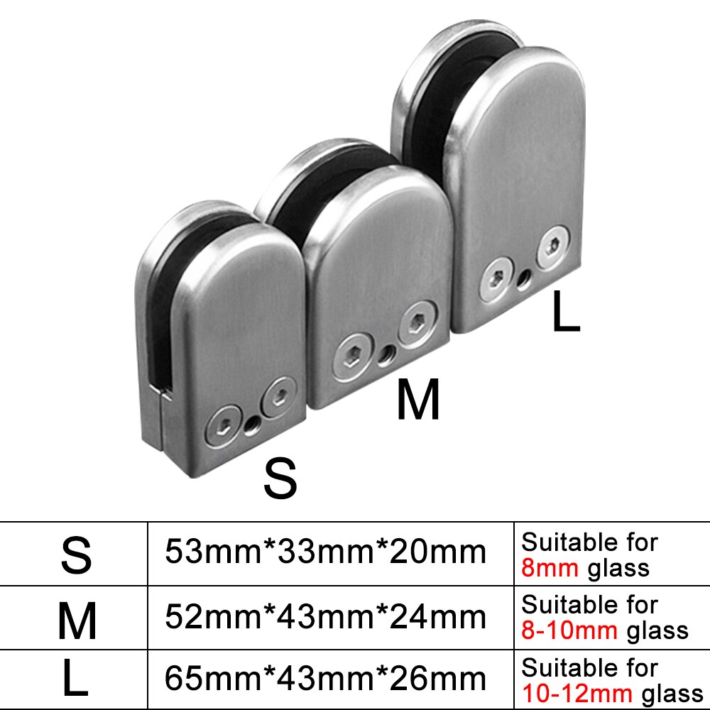 8 pieces Glass Clamps 8-10mm Stainless Steel Adjustable Glass Bracket Back for Balustrade Staircase Handrail with Hexagon Driver