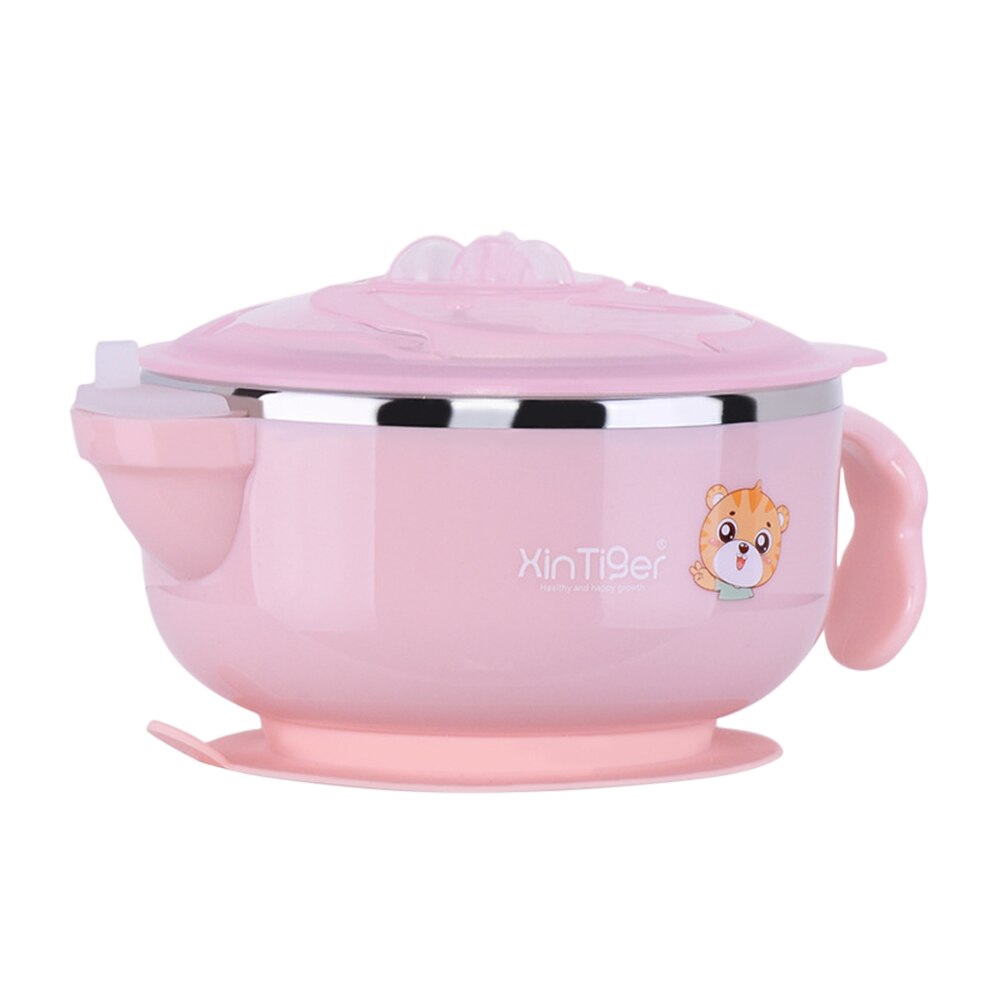 Voedsel Warming Plaat Roestvrij Staal Injectie Warm Water Isolatie Cup Kinderen Eten Gerechten Servies Baby Sucker Voerbak: pink