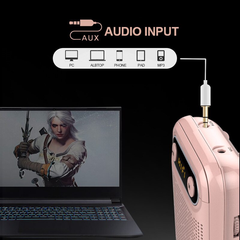 Mini Musik Megaphon Tragbare Lehre draussen führen Rosa Weiß Stimme Verstärker mit Mic Unterstützung LED TF MP3/WMA Format AUX