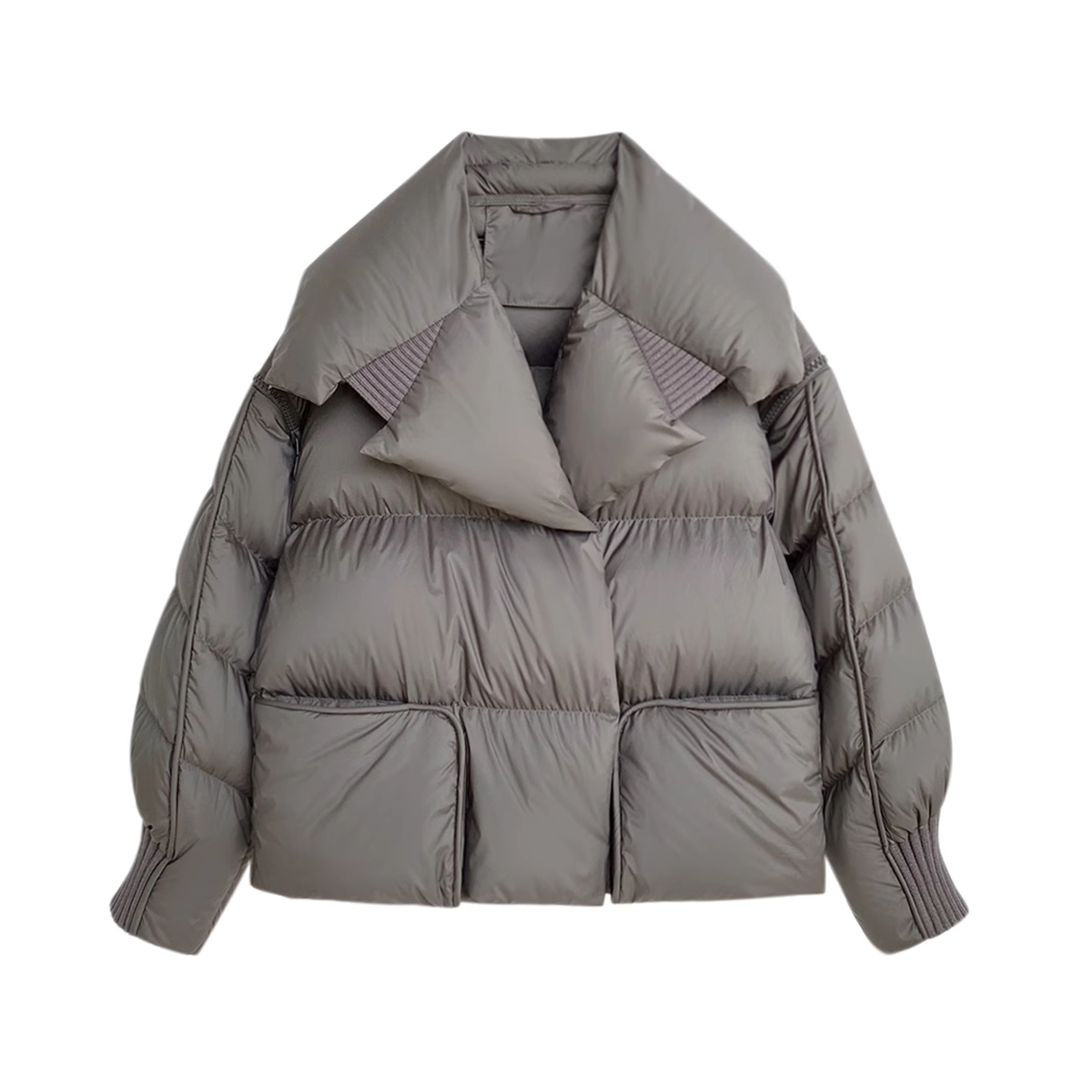 Lagabogy 2025 zimowa kurtka pikowana damska krótka 90% biały płaszcz z kaczego puchu damska Streetwear ciepłe parki odpinane rękawy znosić: S / BŁĘKITNA