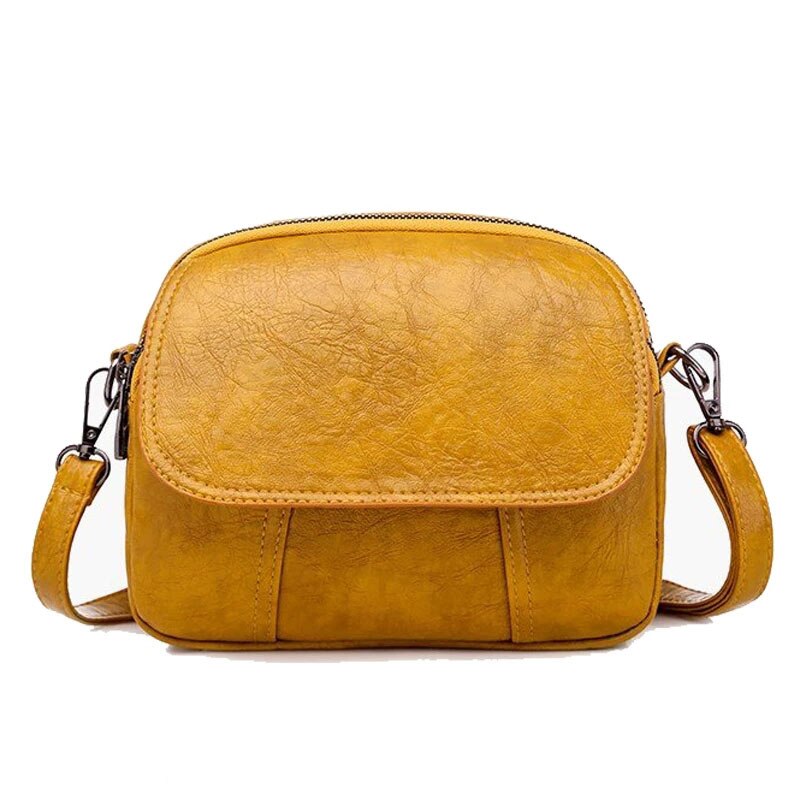 Luxury women's bag high soft PU leather ladies shoulder messenger bag multi-layer double zipper bag