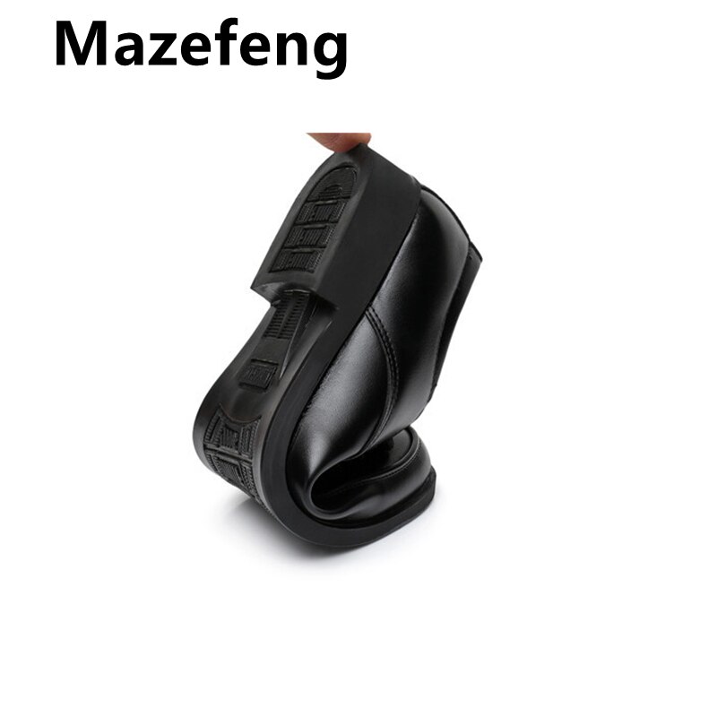 Mazefeng-zapatos formales de cuero para hombre, calzado informal de negocios, de , con punta redonda, transpirables, novedad de