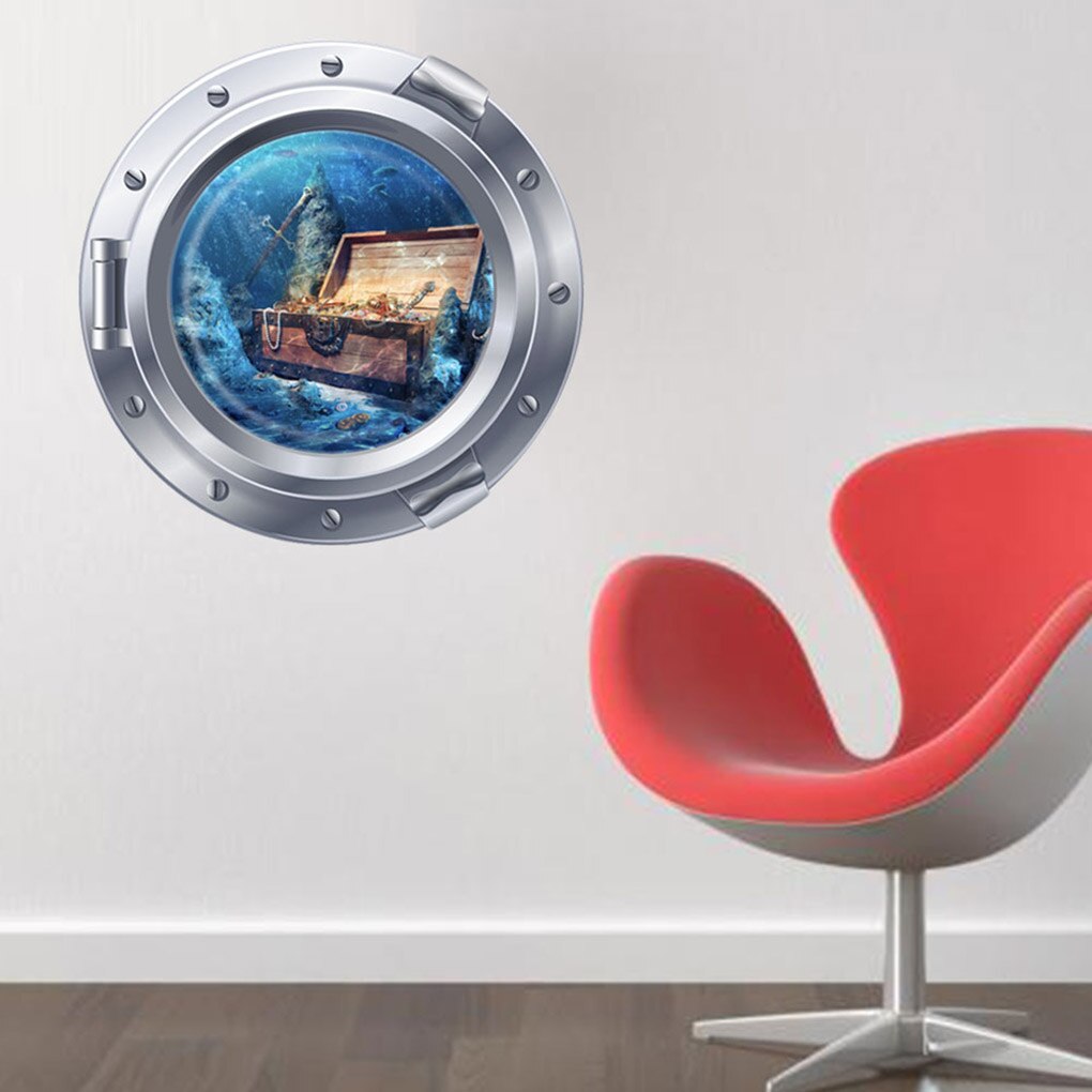 3D Submarine Window Pattern Removable Wallpaper Self Adhesive Mural Decal Art Wall Sticker Living Room Decor