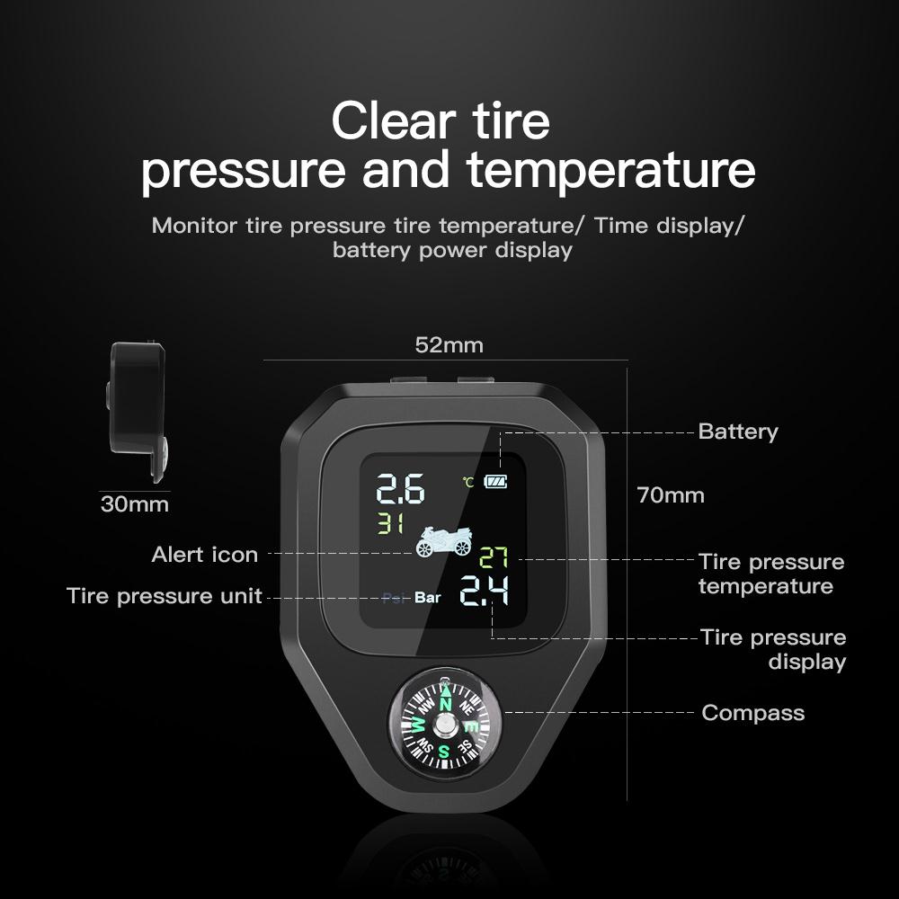 Drahtloser Motorrad TPMS Sensor, Externer Reifendrucksensor IP5K4K, Reifendruckkontrollsystem Mit 2 Externen Sensoren