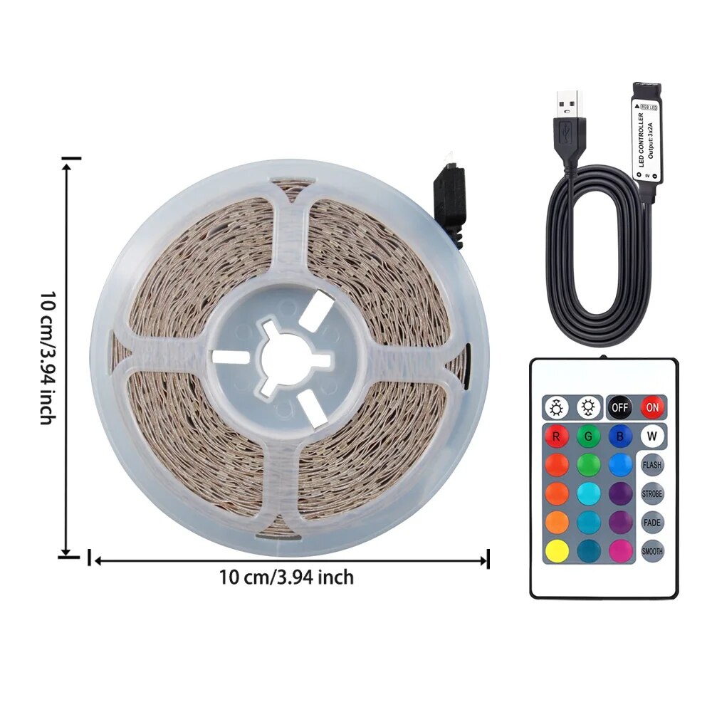 10M Usb 2835 Led Strip Licht Rgb Afstandsbediening Verlichting Flexibele Lamp Tape Lint Tv Desktop Backlight Diode Tape: Default Title
