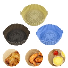 Silicone Pot For Airfryer Reusable Air Fryer Accessorie Baking Basket Pizza Plate Grill Pot Kitchen Cake Cooking Baking Tool