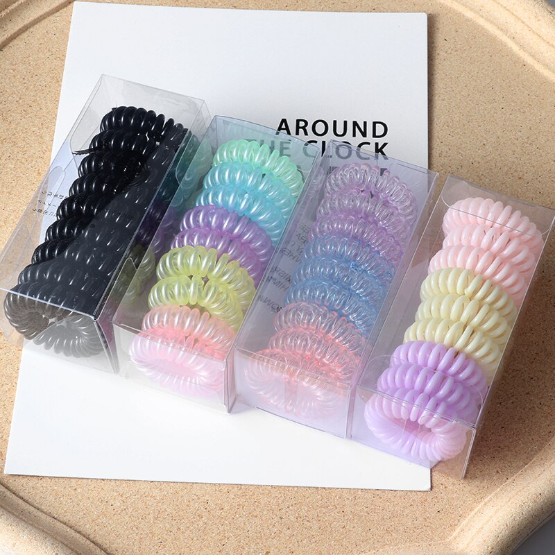 9pcs Elastic Hair Bands Colorful Spiral Hair Ties Telephone Wire Hair Accessories Girls Elastic Hair Bands Headband
