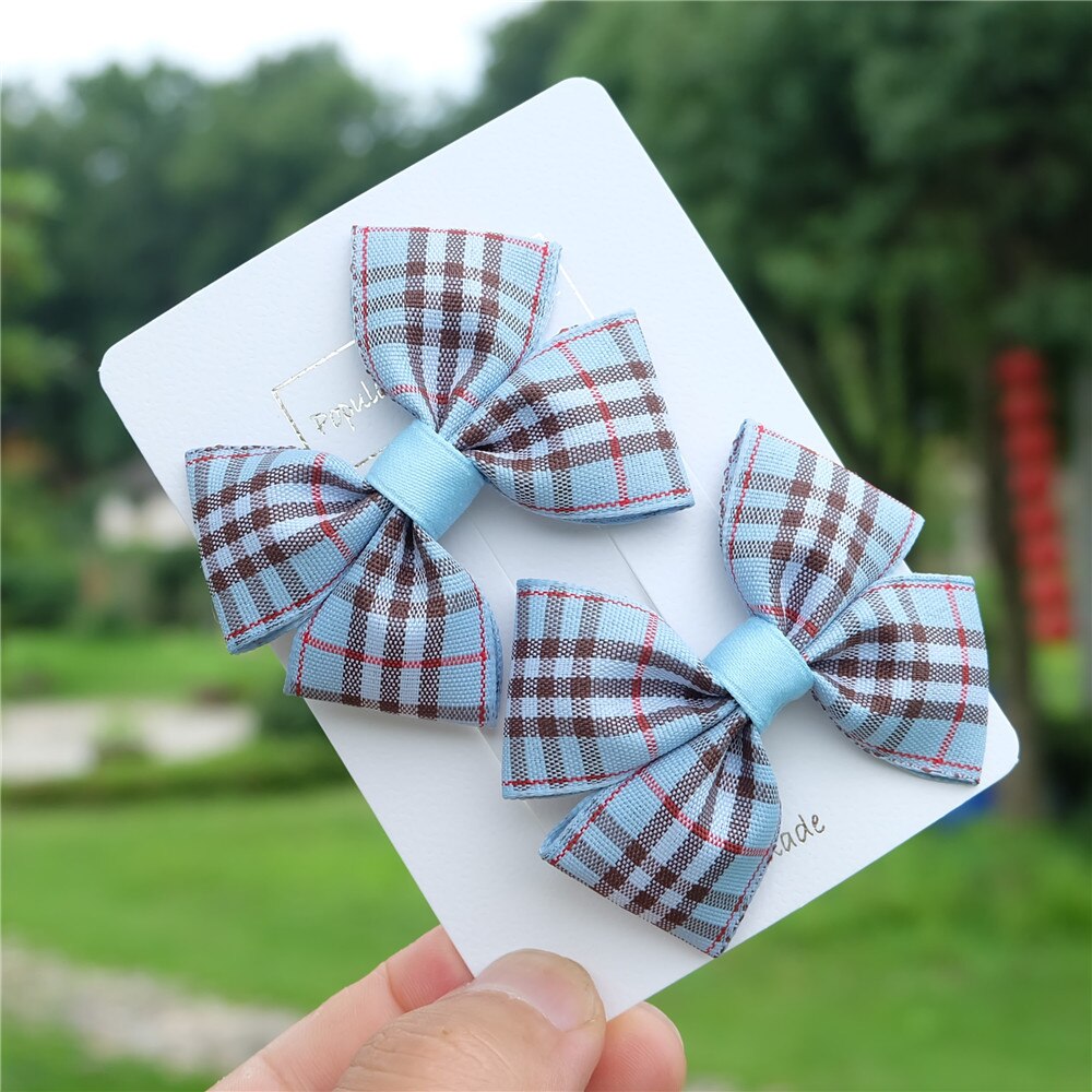 2 stuks/set meisjes strikken haarspeld klassieke geruite lint haarbanden kinderspeldjes kinderhaarkoord retro hoofddeksels haaraccessoires: 4