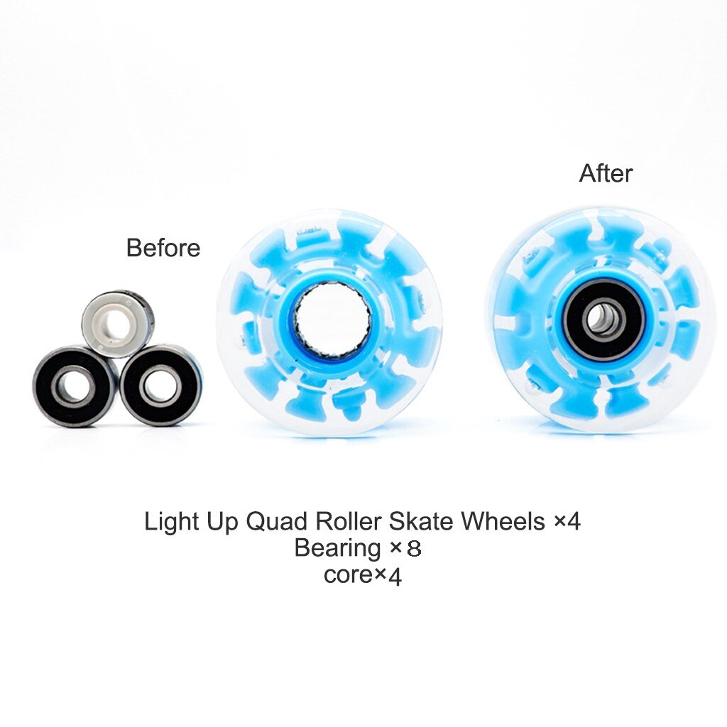Luminous Roller Skate Wheels 4pcs LED Sliding Light Quad Roller Skating Flashing Wheel Rollers Durable Luminous Replacement L824