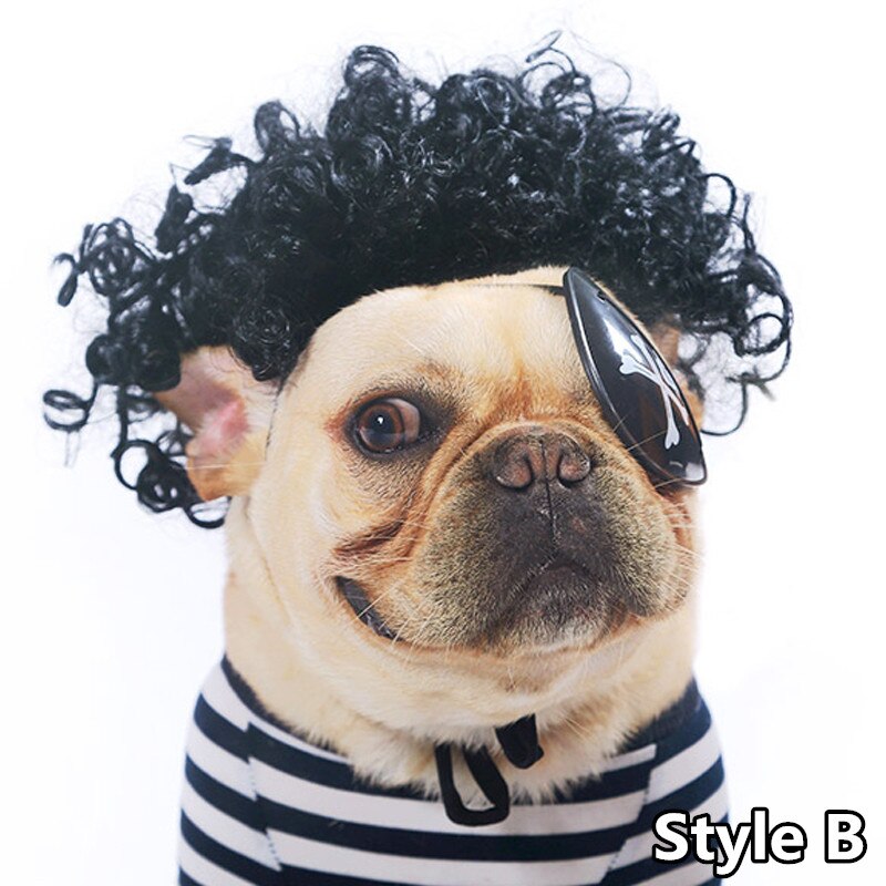 Perruque de déguisement d&#39;halloween pour chien, chapeau de Cosplay amusant, accessoire pour chien, bouledogue français, Chihuahua, d&#39;anniversaire: B