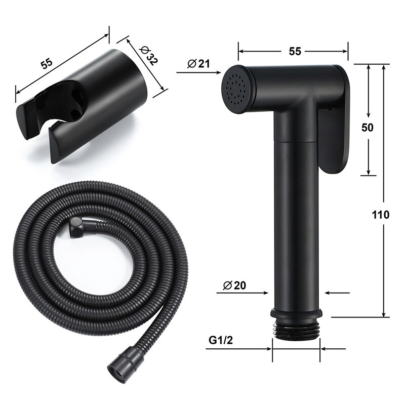 Zwarte Wc Spuit Bidet Badkamer Handdouche Wandmontage Kraan Badkamer Accessoires