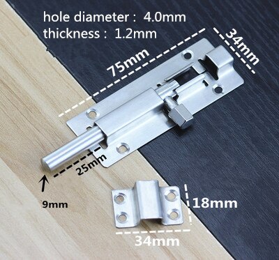 stainless steel Sliding bolt door lockSafety Lock for wooden doors protection gate latch furniture accessories